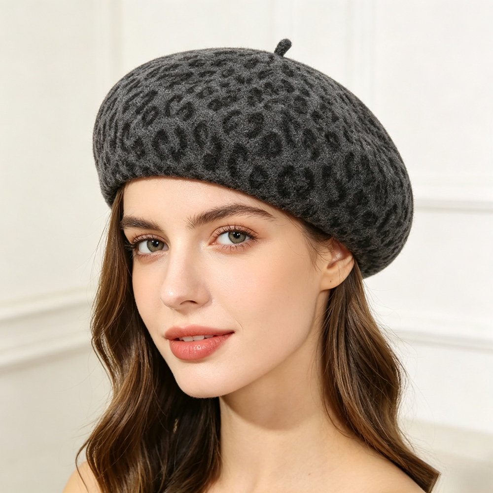 Beret French Wool - New Leopard Print Autumn Winter French