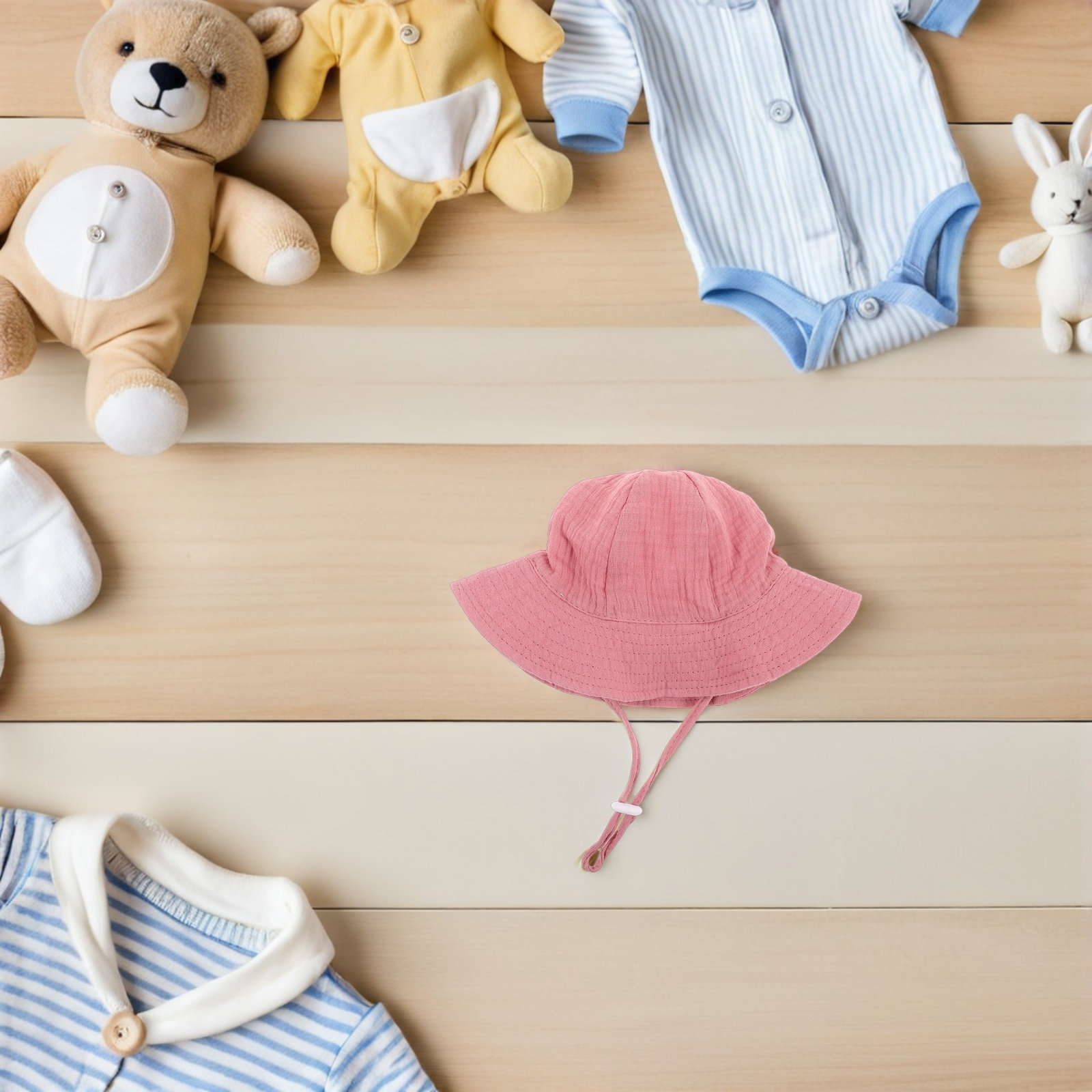 Baby Bucket Hat Cotton Infant  – Sun Hat Wide Brim recenzja i cena