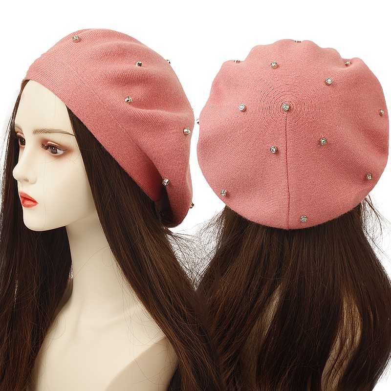 Women's Colour Rhinestones Ber – Beret French Wool recenzja i cena