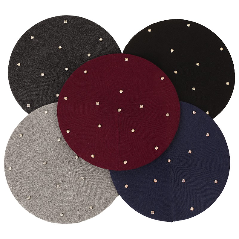 Women's Colour Rhinestones Ber – Beret French Wool recenzja i cena