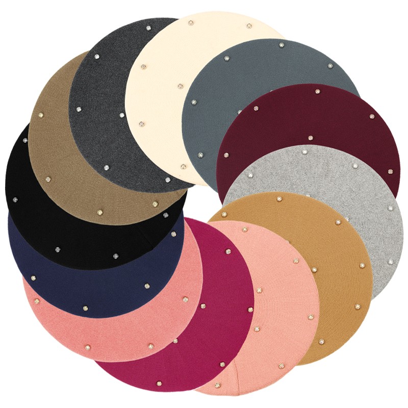 Women's Colour Rhinestones Ber – Beret French Wool recenzja i cena