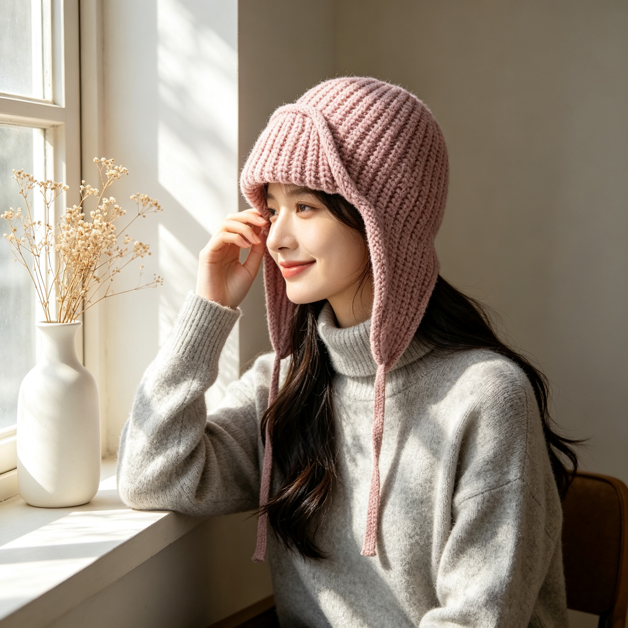 Autumn Winter Knit Earflap Bea – Trapper Hat Ear Flap recenzja i cena