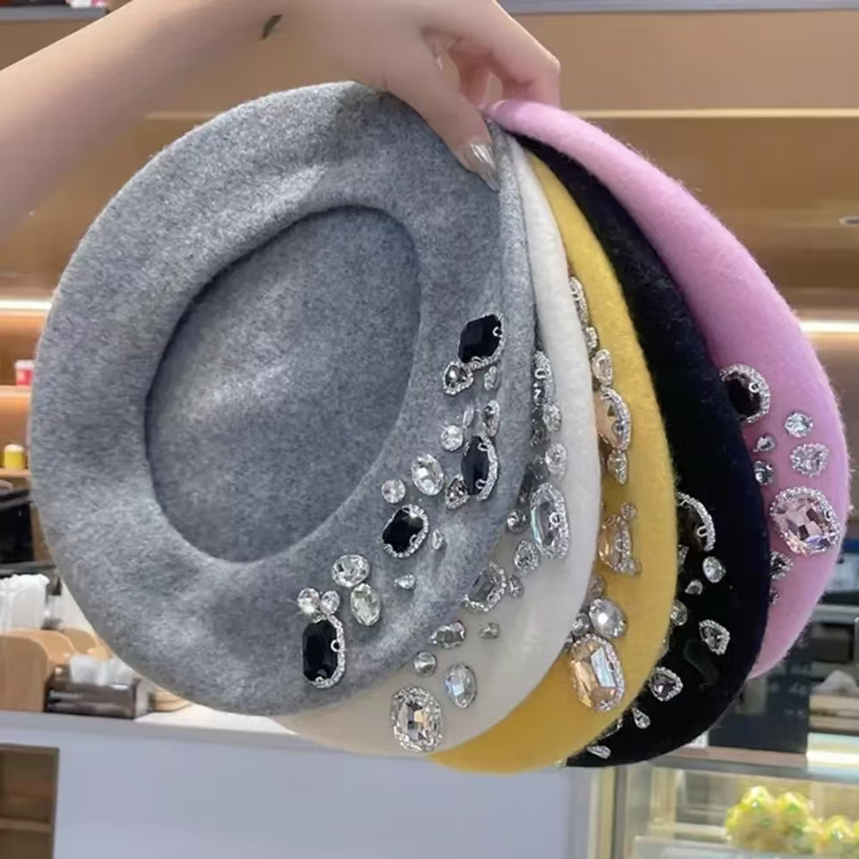 French Beret Thick Rhinestone  – Beret French Wool recenzja i cena