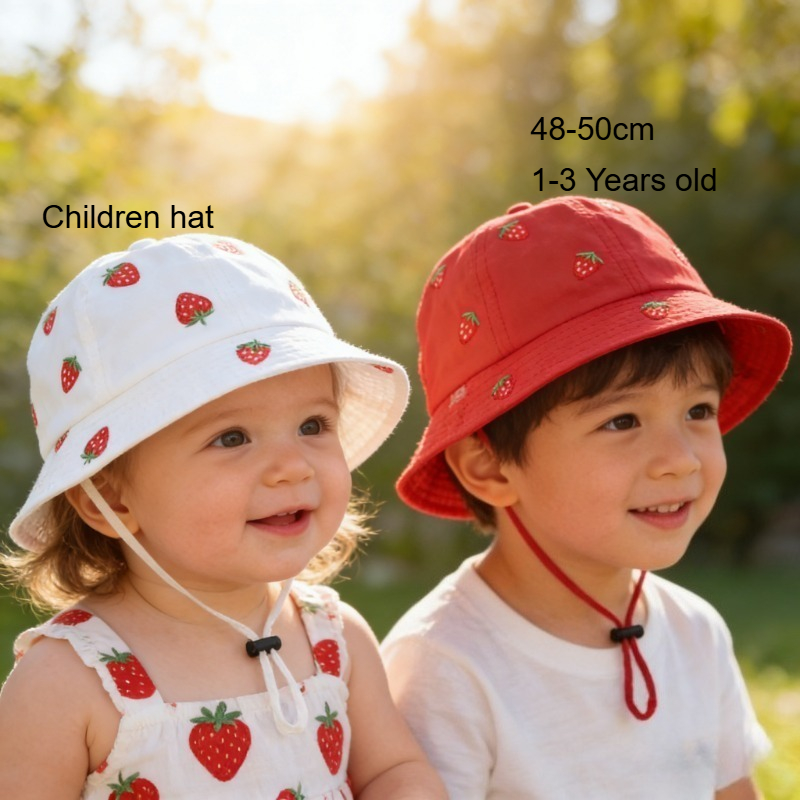 Girl Fisherman Hat with Strawb – Bucket Hat Cotton recenzja i cena