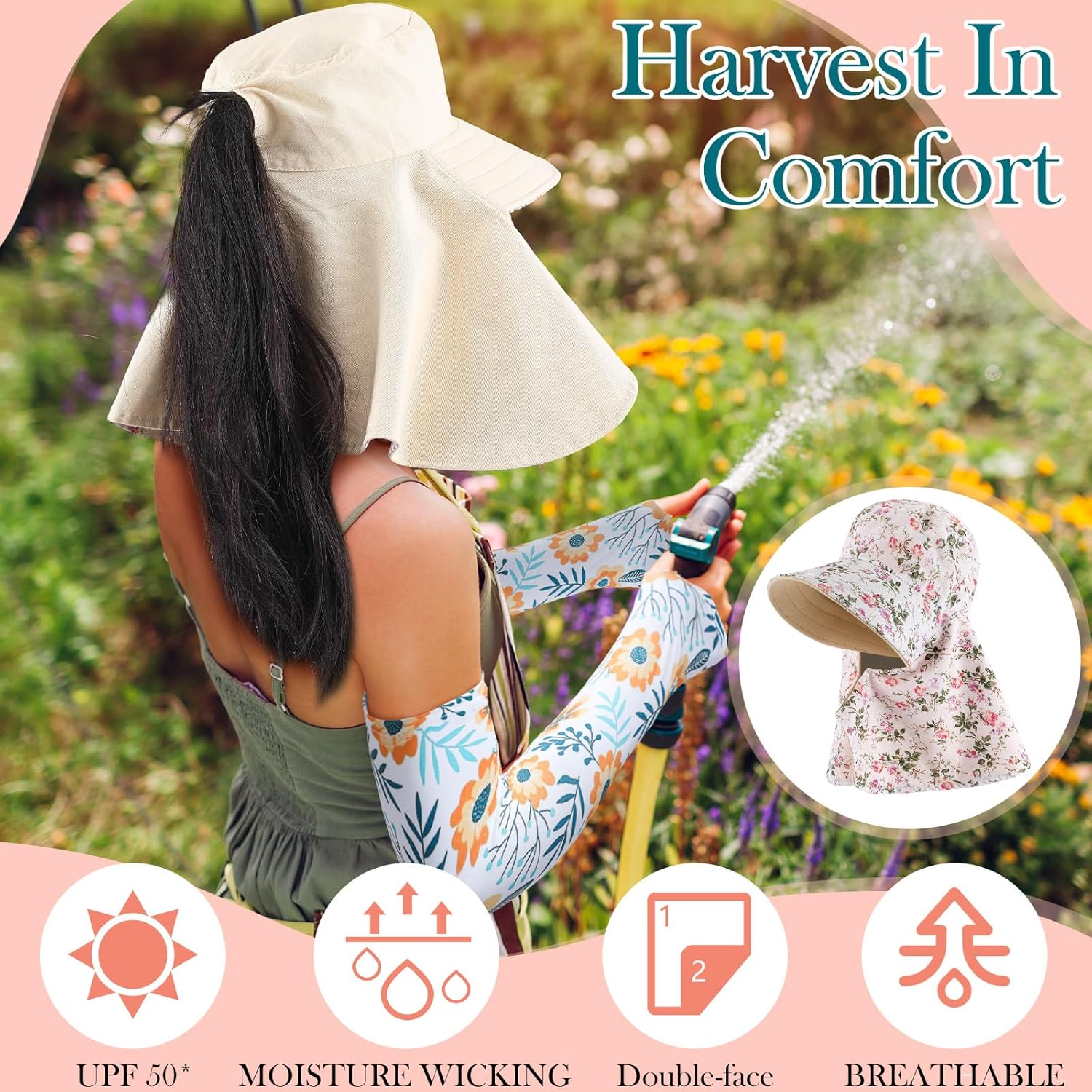 2 Pcs Floral Garden Hat for Wo – Sun Hat Wide Brim recenzja i cena